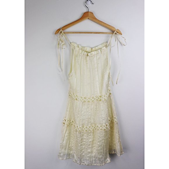 LOVERS + FRIENDS *NWT* Thistle Mini Dress in Ivory Gold Metallic Accents XXS - Picture 5 of 8